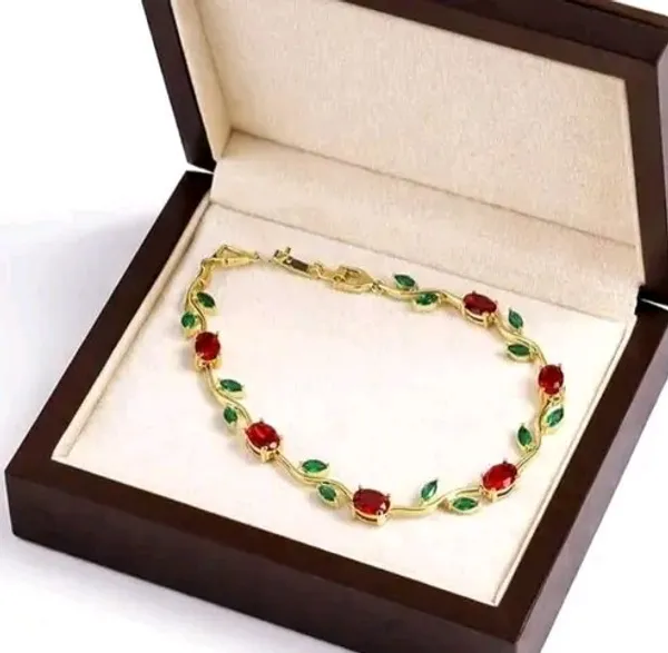 Elegant_Pink_Crystal_Leaf_Vine_Gold-Plated_Bracelet_for_Women_&_Girls_–_Floral_Party_Wear_Fashion_Jewellery