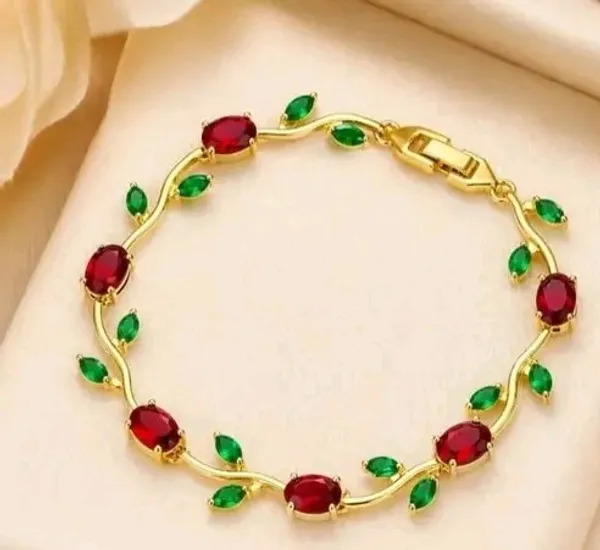 Elegant_Pink_Crystal_Leaf_Vine_Gold-Plated_Bracelet_for_Women_&_Girls_–_Floral_Party_Wear_Fashion_Jewellery