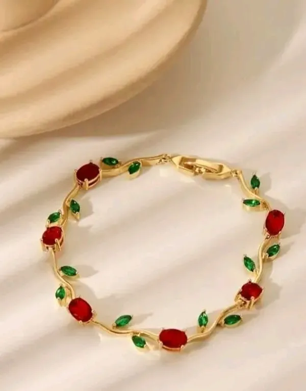 Elegant_Pink_Crystal_Leaf_Vine_Gold-Plated_Bracelet_for_Women_&_Girls_–_Floral_Party_Wear_Fashion_Jewellery