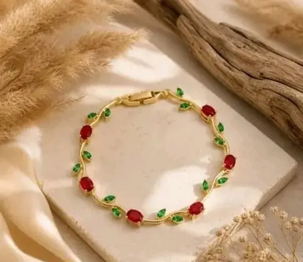 Elegant_Pink_Crystal_Leaf_Vine_Gold-Plated_Bracelet_for_Women_&_Girls_–_Floral_Party_Wear_Fashion_Jewellery