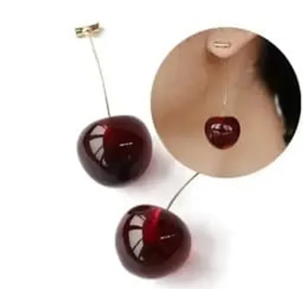 Red_Stainless_Steel_Fashion_Korean_Cry_Sweet_Cry_Dangle_Drop_Lovely_Fruit_Earring_For_Women