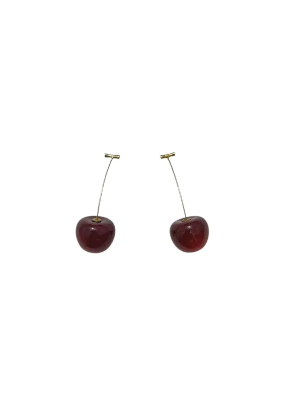 Red_Stainless_Steel_Fashion_Korean_Cry_Sweet_Cry_Dangle_Drop_Lovely_Fruit_Earring_For_Women
