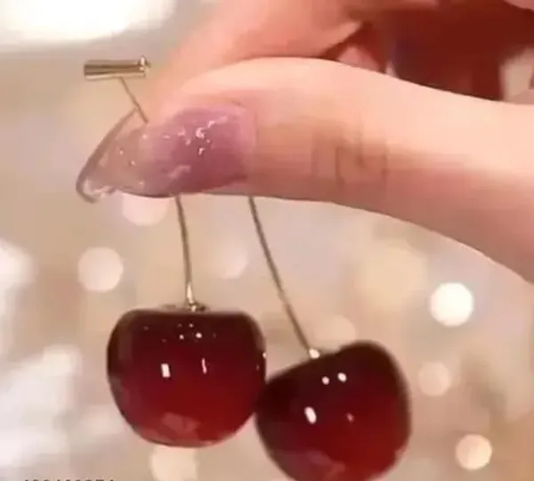Red_Stainless_Steel_Fashion_Korean_Cry_Sweet_Cry_Dangle_Drop_Lovely_Fruit_Earring_For_Women