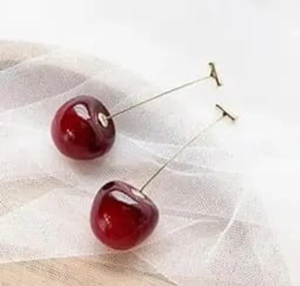 Red_Stainless_Steel_Fashion_Korean_Cry_Sweet_Cry_Dangle_Drop_Lovely_Fruit_Earring_For_Women