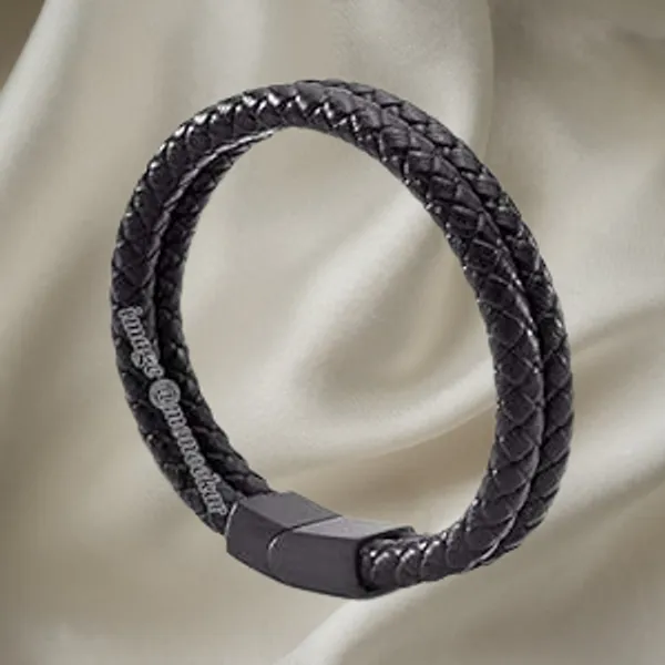 Black_Stainless_Steel_Magnetic_Clasp_Braided_Real_Bangle_Leather_Cord_Bracelet_For_Men