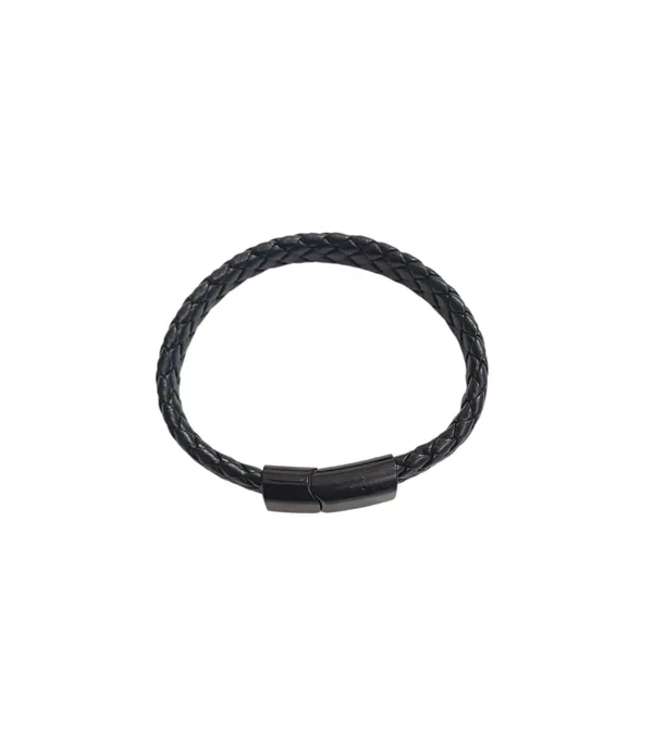 Black_Stainless_Steel_Magnetic_Clasp_Braided_Real_Bangle_Leather_Cord_Bracelet_For_Men