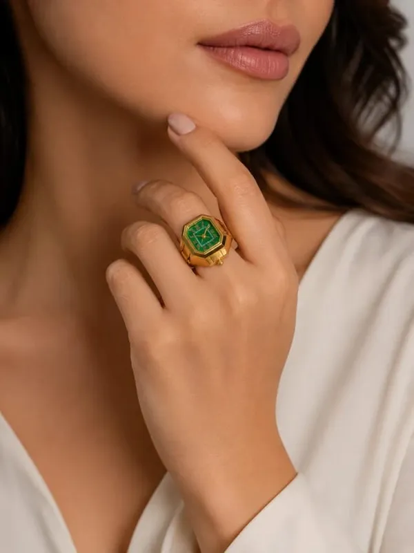 Gold_Finger_Ring_Watch_with_Green_Dial_for_Women_|_Adjustable_Quartz_Ring_Watch_|_Luxury_Octagonal_Mini_Jewelry_Watch_|_Fashion_Ring_Watch