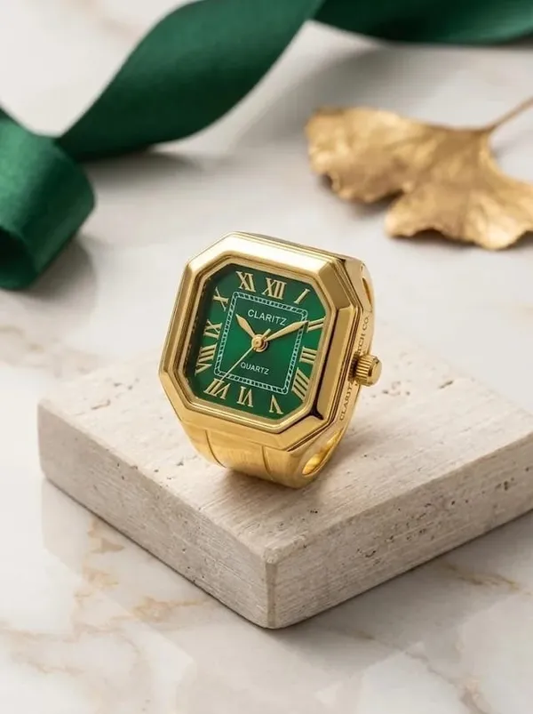Gold_Finger_Ring_Watch_with_Green_Dial_for_Women_|_Adjustable_Quartz_Ring_Watch_|_Luxury_Octagonal_Mini_Jewelry_Watch_|_Fashion_Ring_Watch
