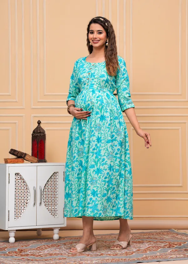 Sky_Maternity_Feeding_Kurti_For_Women_|_Cotton_Blend_Anarkali_Dress_With_Nursing_Zip_For_Pre_&_Post_Pregnancy