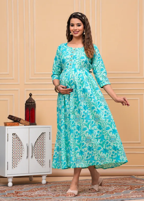 Sky_Maternity_Feeding_Kurti_For_Women_|_Cotton_Blend_Anarkali_Dress_With_Nursing_Zip_For_Pre_&_Post_Pregnancy