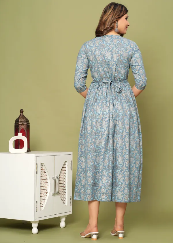 Blue_Maternity_Feeding_Kurti_For_Women_|_Cotton_Blend_Anarkali_Dress_With_Nursing_Zip_For_Pre_&_Post_Pregnancy