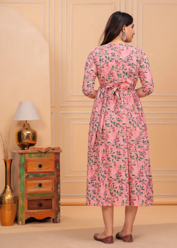 Pink_Maternity_Feeding_Kurti_For_Women_|_Cotton_Blend_Anarkali_Dress_With_Nursing_Zip_For_Pre_&_Post_Pregnancy