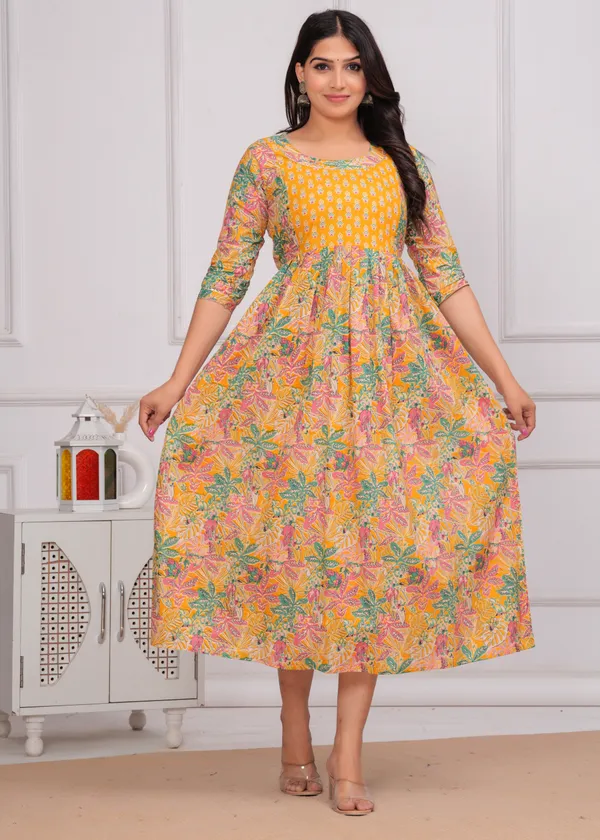 Peach_Maternity_Feeding_Kurti_For_Women_|_Cotton_Blend_Anarkali_Dress_With_Nursing_Zip_For_Pre_&_Post_Pregnancy