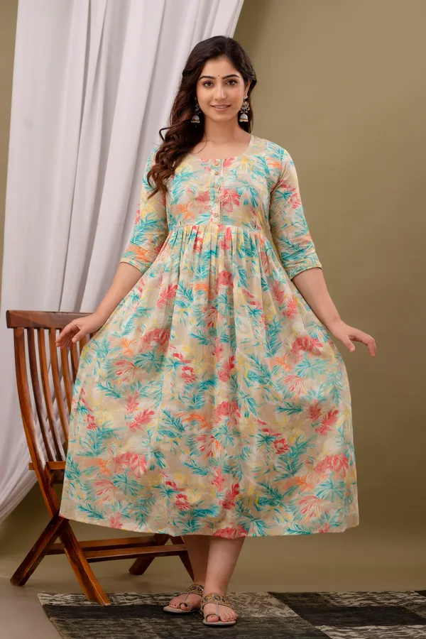 White_Maternity_Feeding_Kurti_For_Women_|_Cotton_Blend_Anarkali_Dress_With_Nursing_Zip_For_Pre_&_Post_Pregnancy