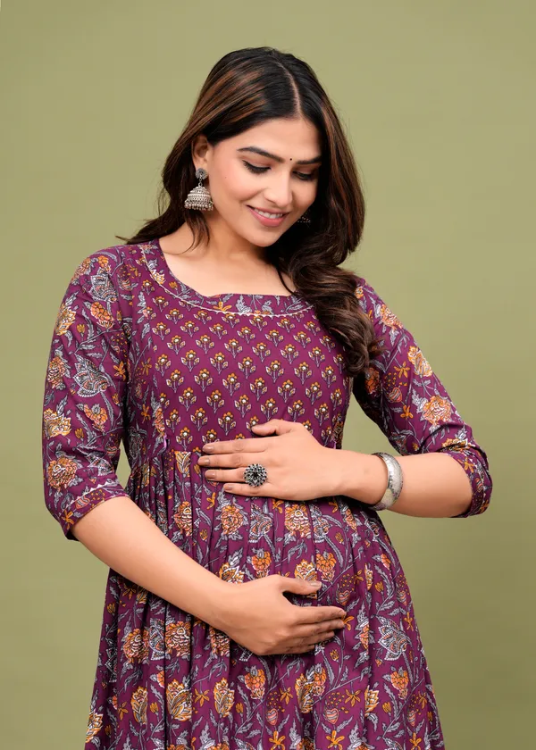 Purple_Maternity_Feeding_Kurti_For_Women_|_Cotton_Blend_Anarkali_Dress_With_Nursing_Zip_For_Pre_&_Post_Pregnancy