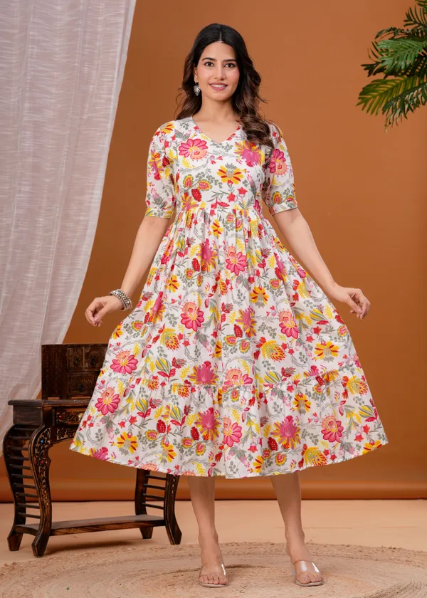 White_Flower_Maternity_Feeding_Kurti_For_Women_|_Cotton_Blend_Anarkali_Dress_With_Nursing_Zip_For_Pre_&_Post_Pregnancy