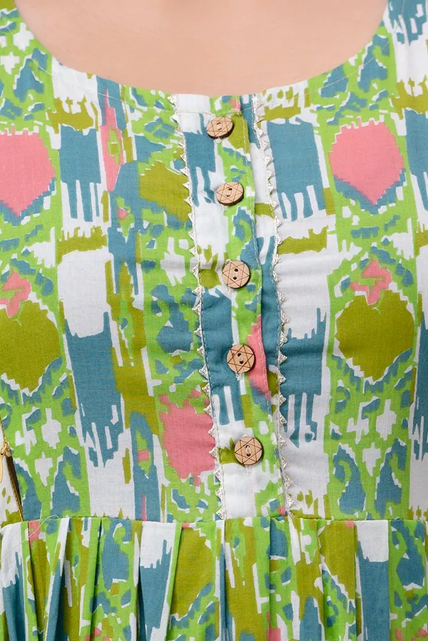 Light_Green_Maternity_Feeding_Kurti_For_Women_|_Cotton_Blend_Anarkali_Dress_With_Nursing_Zip_For_Pre_&_Post_Pregnancy