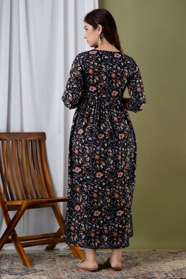 Black_Maternity_Feeding_Kurti_For_Women_|_Cotton_Blend_Anarkali_Dress_With_Nursing_Zip_For_Pre_&_Post_Pregnancy