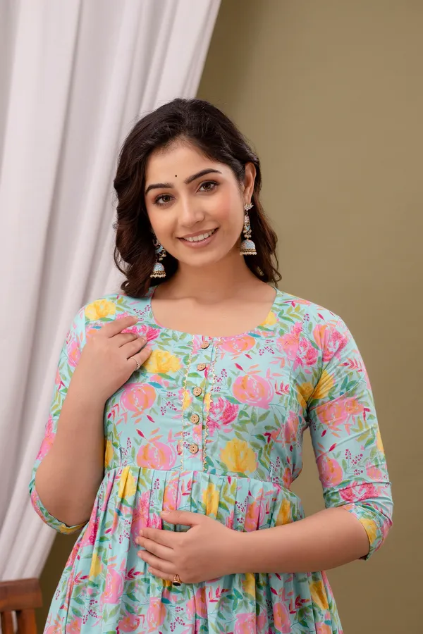Sky_Multi_Maternity_Feeding_Kurti_For_Women_|_Cotton_Blend_Anarkali_Dress_With_Nursing_Zip_For_Pre_&_Post_Pregnancy