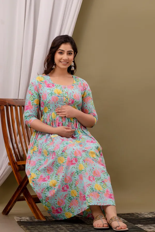 Sky_Multi_Maternity_Feeding_Kurti_For_Women_|_Cotton_Blend_Anarkali_Dress_With_Nursing_Zip_For_Pre_&_Post_Pregnancy