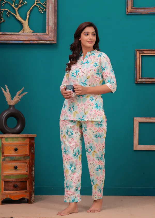 White_Cotton_Printed_Co-Ord_Set_Kurta_With_Pant_Set_For_Women