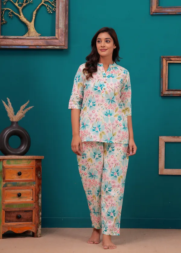 White_Cotton_Printed_Co-Ord_Set_Kurta_With_Pant_Set_For_Women