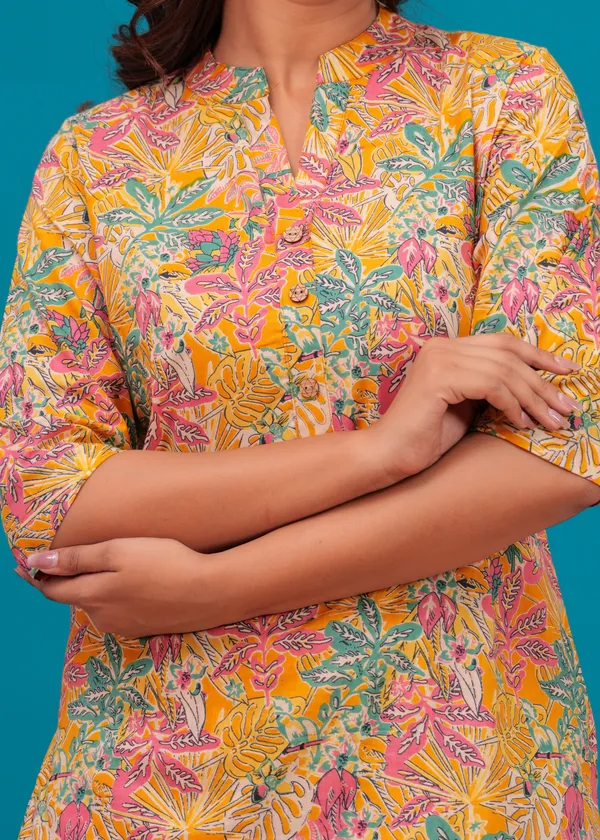 Peach_Cotton_Printed_Co-Ord_Set_Kurta_With_Pant_Set_For_Women