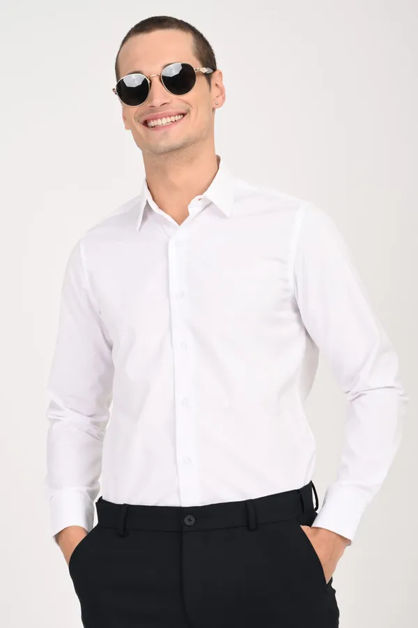 White_Cotton_Regular_Shirts_For_Men