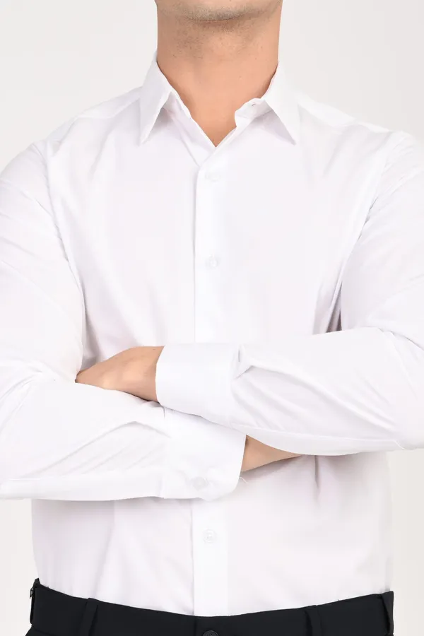 White_Cotton_Regular_Shirts_For_Men