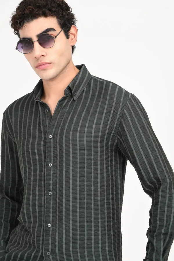 Dark_Green_Cotton_Relaxed_Fit_Striped_Shirt_For_Men