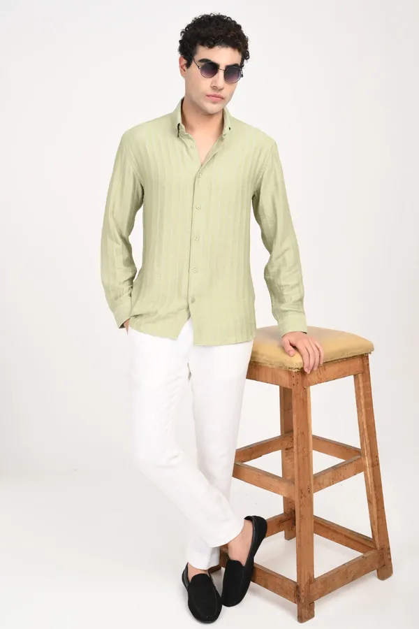 Light_Green_Cotton_Relaxed_Fit_Striped_Shirt_For_Men