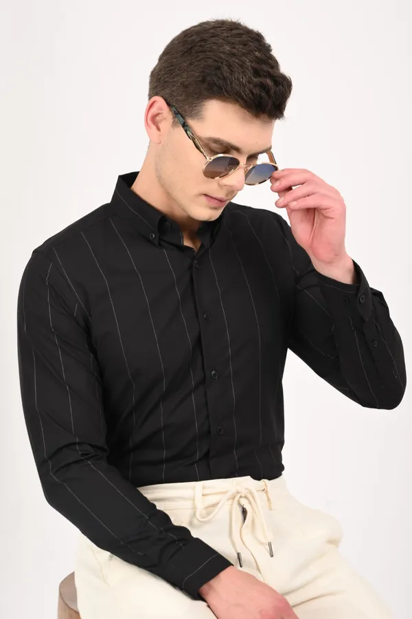Black_Cotton_Relaxed_Fit_Striped_Shirt_For_Men