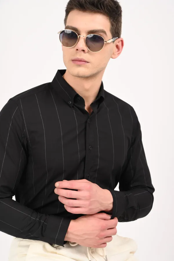 Black_Cotton_Relaxed_Fit_Striped_Shirt_For_Men