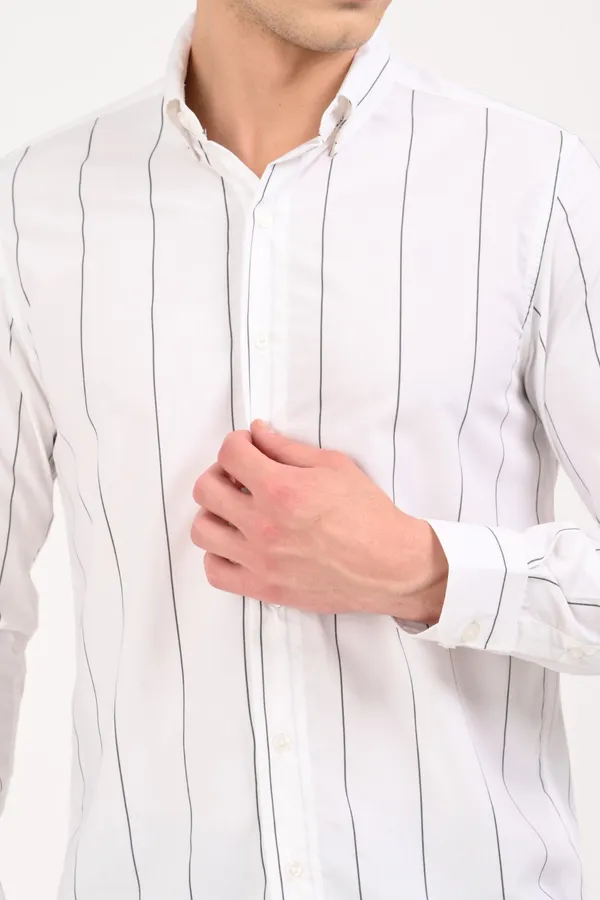 White_Cotton_Relaxed_Fit_Striped_Shirt_For_Men