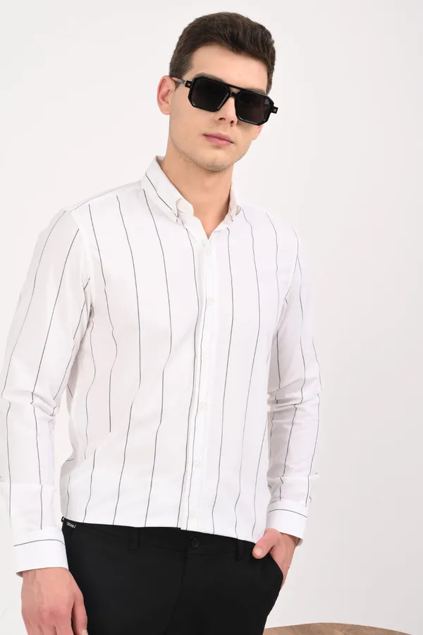 White_Cotton_Relaxed_Fit_Striped_Shirt_For_Men