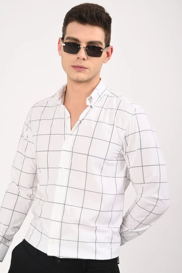 White_Cotton_Regular_checkered_shirt_For_Men