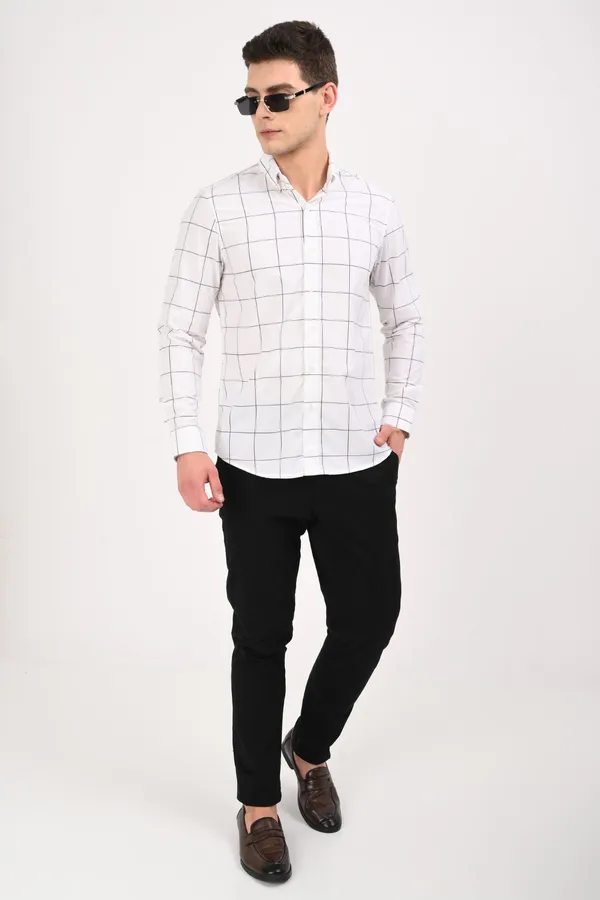 White_Cotton_Regular_checkered_shirt_For_Men