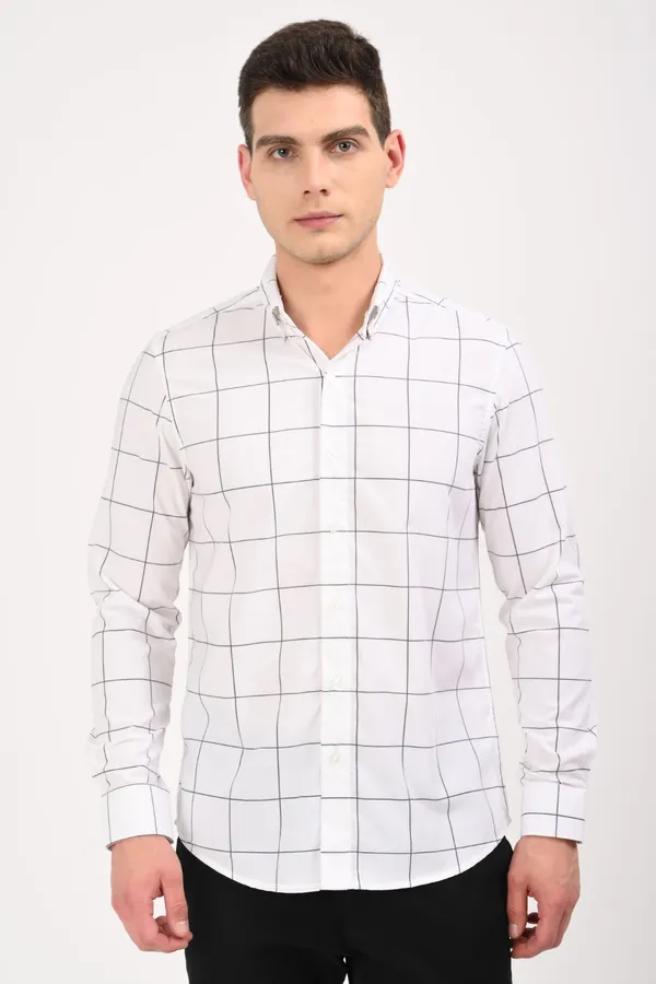 White_Cotton_Regular_checkered_shirt_For_Men