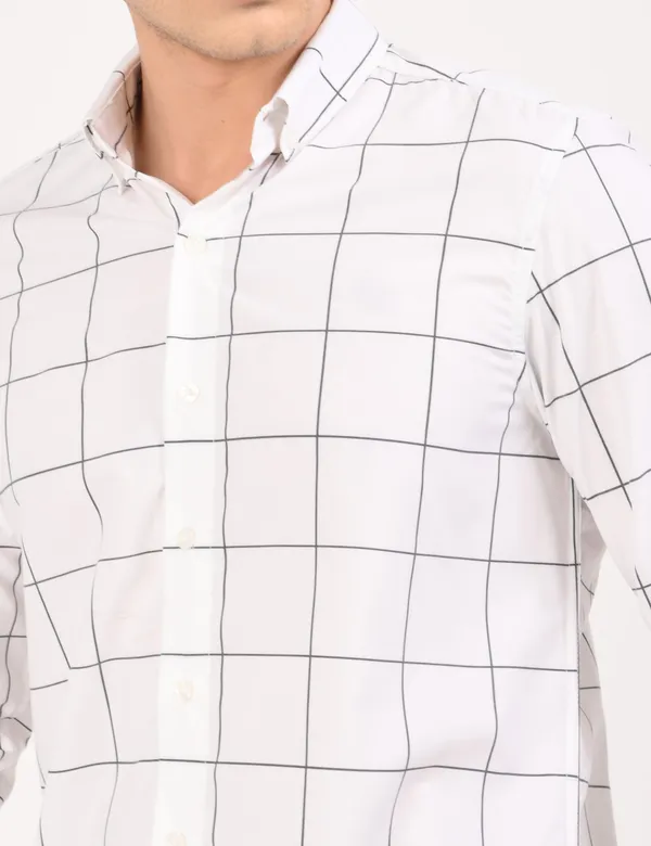 White_Cotton_Regular_checkered_shirt_For_Men