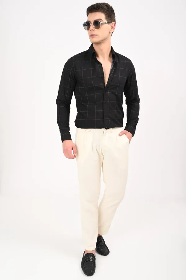 Black_Cotton_Regular_checkered_shirt_For_Men