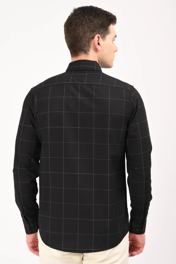 Black_Cotton_Regular_checkered_shirt_For_Men