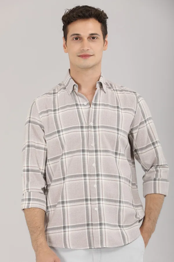 Beige_And_Grey_Plaid_Pattern_Full_Sleeve_Shirt