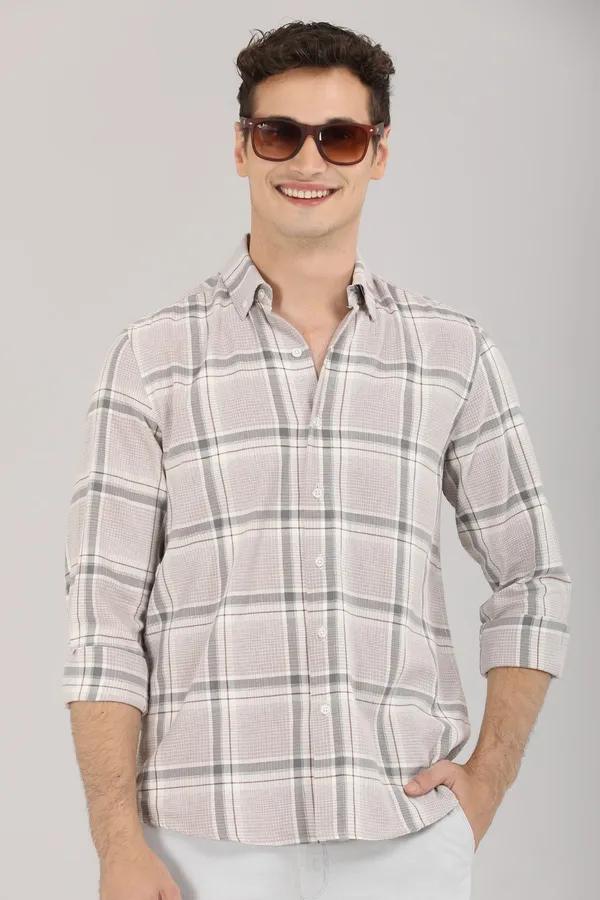 Beige_And_Grey_Plaid_Pattern_Full_Sleeve_Shirt