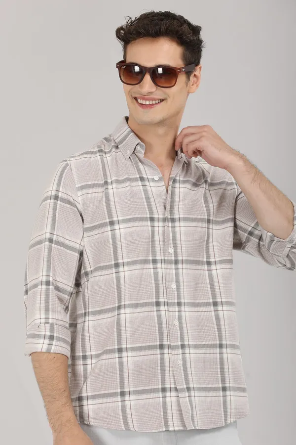 Beige_And_Grey_Plaid_Pattern_Full_Sleeve_Shirt
