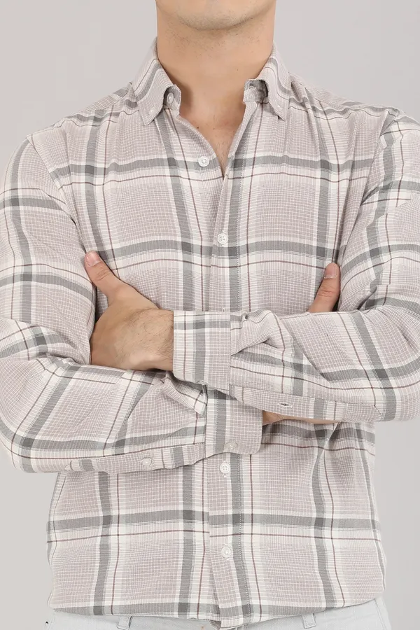 Beige_And_Grey_Plaid_Pattern_Full_Sleeve_Shirt