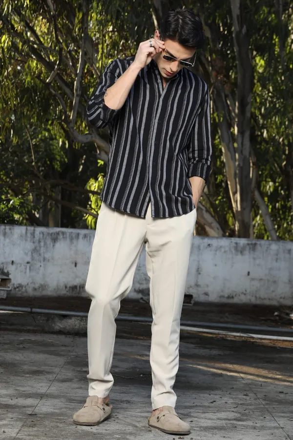 Black_With_Off_White_Stripes_Full_Sleeve_Shirt