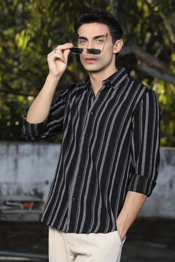 Black_With_Off_White_Stripes_Full_Sleeve_Shirt