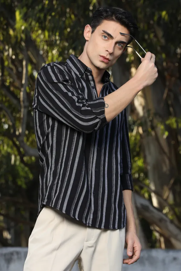 Black_With_Off_White_Stripes_Full_Sleeve_Shirt