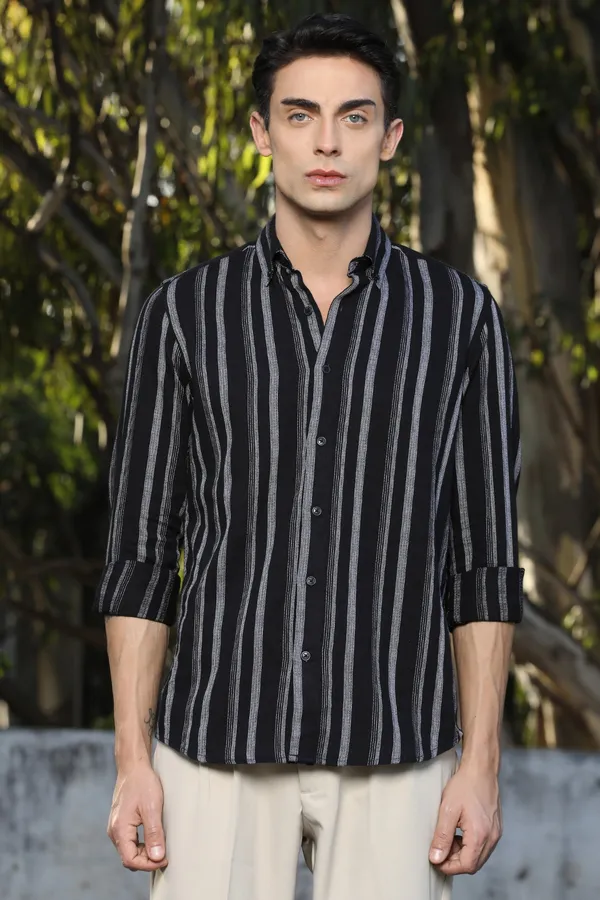 Black_With_Off_White_Stripes_Full_Sleeve_Shirt