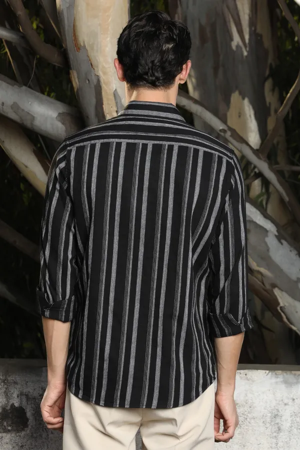 Black_With_Off_White_Stripes_Full_Sleeve_Shirt